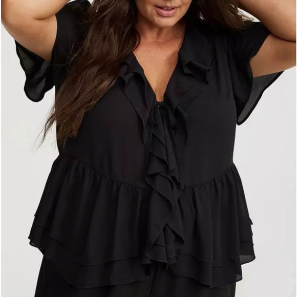 V-Neck Double Ruffle Top - Picture 1 of 5